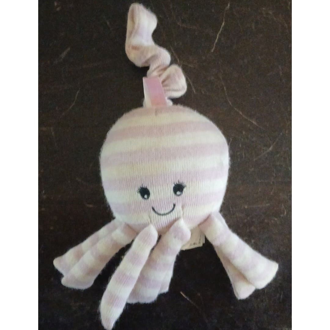 Little JELLYCAT Octavia Octopus Jitter Pink White Wiggles and Jiggles Pull Cord