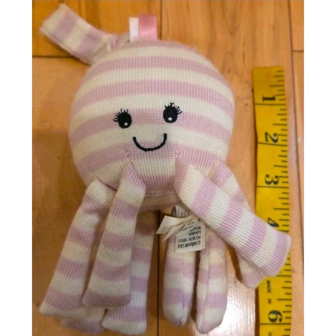 Little JELLYCAT Octavia Octopus Jitter Pink White Wiggles and Jiggles Pull Cord - Thumbnail 6