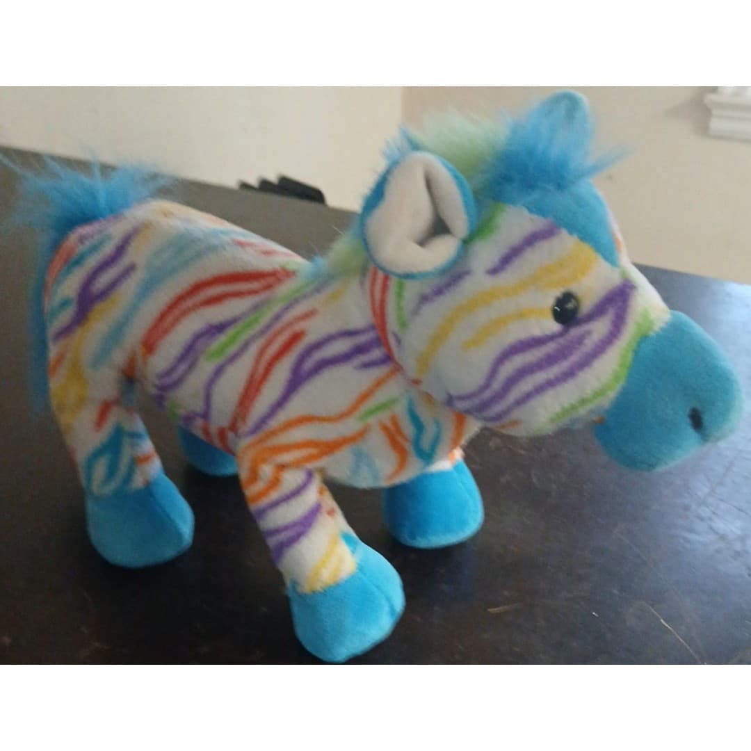 Webkinz Rainbow Zebra Ganz Plush HM486 / No Code] Retired 2011 Rare - Image 1