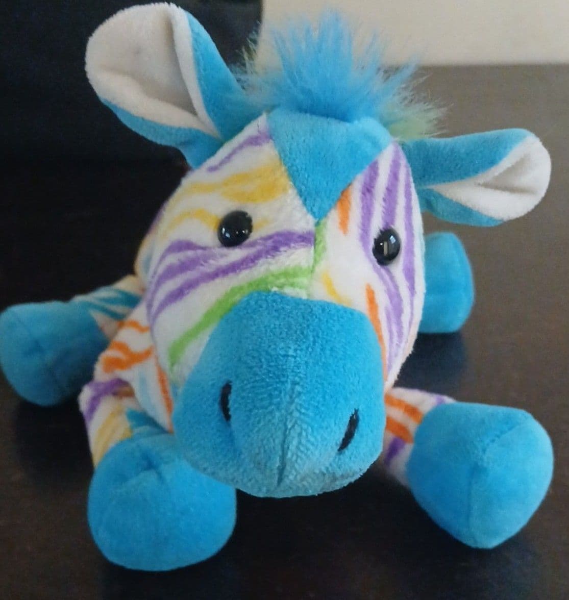 Webkinz Rainbow Zebra Ganz Plush HM486 / No Code] Retired 2011 Rare - Thumbnail 2