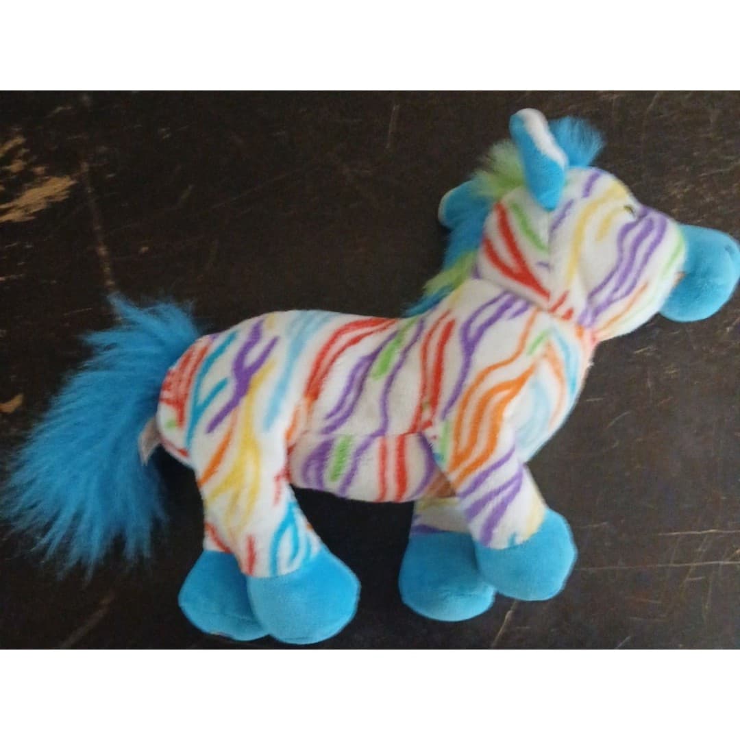 Webkinz Rainbow Zebra Ganz Plush HM486 / No Code] Retired 2011 Rare - Thumbnail 3