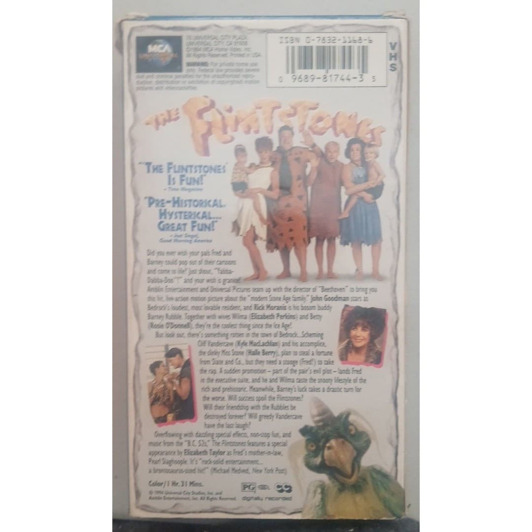 The Flintstones Movie Red Plastic Thermos Lunch Box w The VHS Flintstones Movie - Thumbnail 3