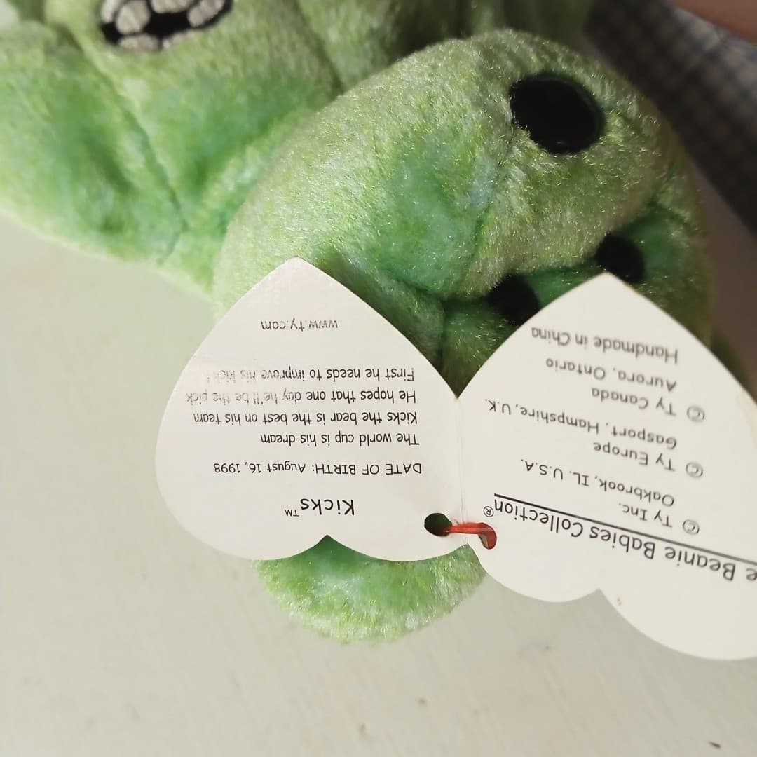 Ty Kicks soccer bear nwt 1999 vintage beanie babies - Thumbnail 8