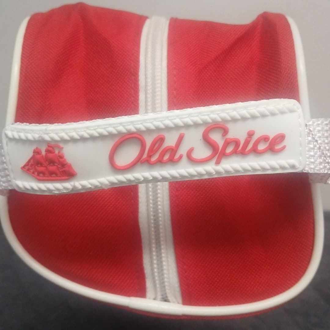 Vintage 1990s Old Spice Classic Red & White Small Travel Toiletry Zipper Bag - Thumbnail 3