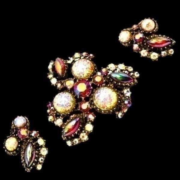 JULIANA D&E SCHREINER Glass Opal Dragons Breath Jelly Stone Aurora Borealis Broo - Thumbnail 2