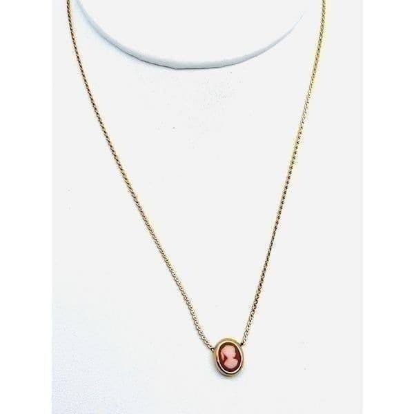 Vintage Dainty Signed TRIFARI Cameo & Goldtoned Necklace - Thumbnail 4