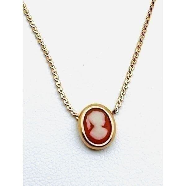 Vintage Dainty Signed TRIFARI Cameo & Goldtoned Necklace - Image 1