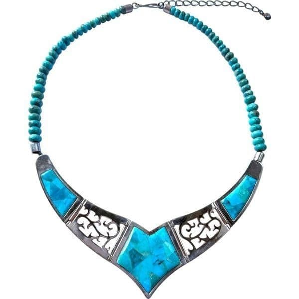 JAY KING DTR Mine Finds Genuine Turquoise Gemstone Copper Rose Gold Tone Bib Sta - Image 1