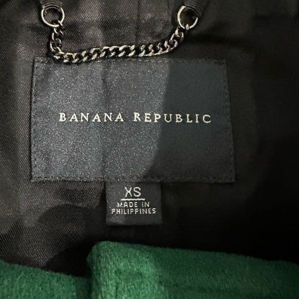 BANANA REPUBLIC Kelly Green Wool Trench Coat Jacket Embellished Buttons Work Pro - Thumbnail 10