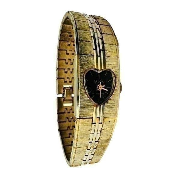 JALGA Heart Shaped Dial 10K Gold Plated Watch Manual Wind Up 1960s-1970s Antimag - Thumbnail 4