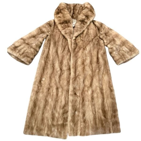 GENUINE MINK FUR COAT Vintage Full Length Autumn Haze Mink Coat Mink Coat Bell S - Image 1