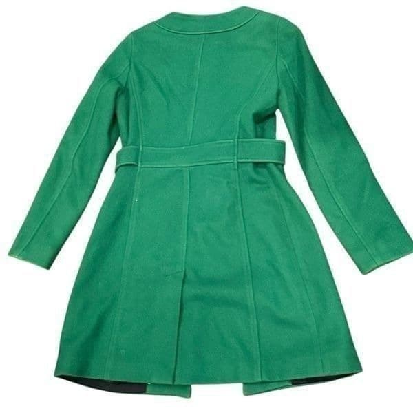 BANANA REPUBLIC Kelly Green Wool Trench Coat Jacket Embellished Buttons Work Pro - Thumbnail 2