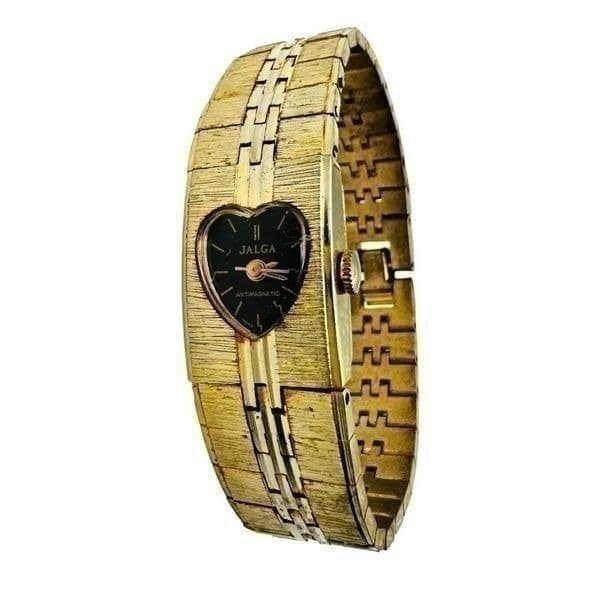 JALGA Heart Shaped Dial 10K Gold Plated Watch Manual Wind Up 1960s-1970s Antimag - Image 1