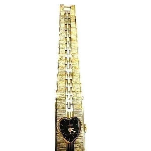 JALGA Heart Shaped Dial 10K Gold Plated Watch Manual Wind Up 1960s-1970s Antimag - Thumbnail 6