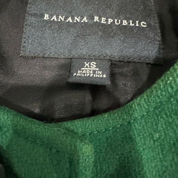 BANANA REPUBLIC Kelly Green Wool Trench Coat Jacket Embellished Buttons Work Pro - Thumbnail 5
