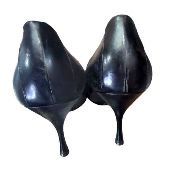 DOLCE & GABBANA Black High Heel Leather Court Pumps D&G Kitten Heel Shoes Dressy - Thumbnail 6