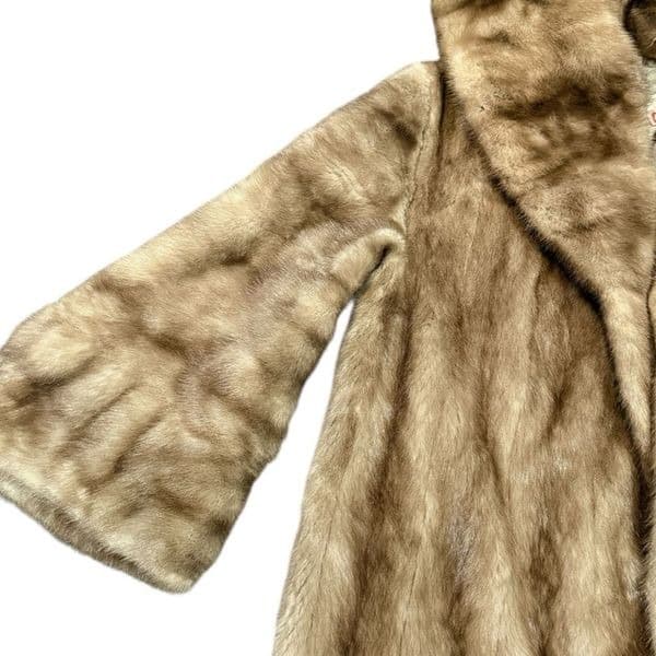 GENUINE MINK FUR COAT Vintage Full Length Autumn Haze Mink Coat Mink Coat Bell S - Thumbnail 9