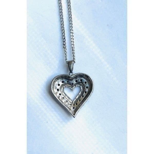 Black and White Diamond & Sterling Silver Pendant & Necklace - Thumbnail 2