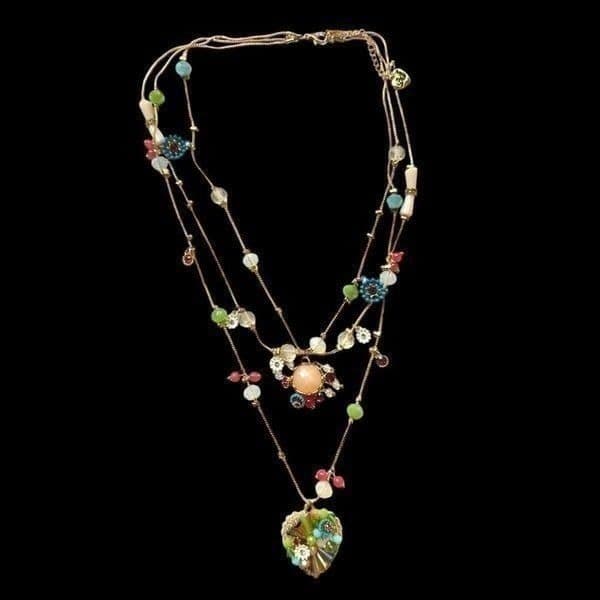 BETSY JOHNSON Jewelry Gold Pjnk Blue Green Sequin Rhinestone Heart Embellished F - Image 1