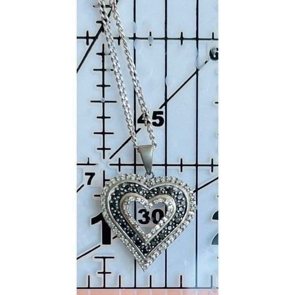 Black and White Diamond & Sterling Silver Pendant & Necklace - Thumbnail 3