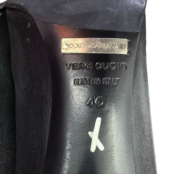 DOLCE & GABBANA Black High Heel Leather Court Pumps D&G Kitten Heel Shoes Dressy - Thumbnail 8