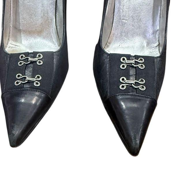 DOLCE & GABBANA Black High Heel Leather Court Pumps D&G Kitten Heel Shoes Dressy - Thumbnail 4