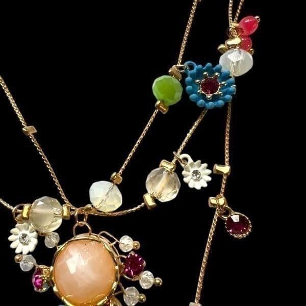 BETSY JOHNSON Jewelry Gold Pjnk Blue Green Sequin Rhinestone Heart Embellished F - Thumbnail 6