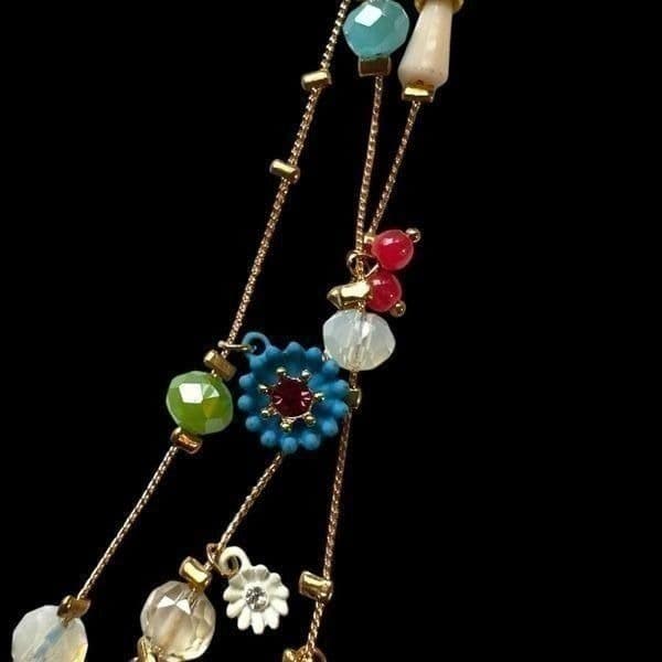 BETSY JOHNSON Jewelry Gold Pjnk Blue Green Sequin Rhinestone Heart Embellished F - Thumbnail 4