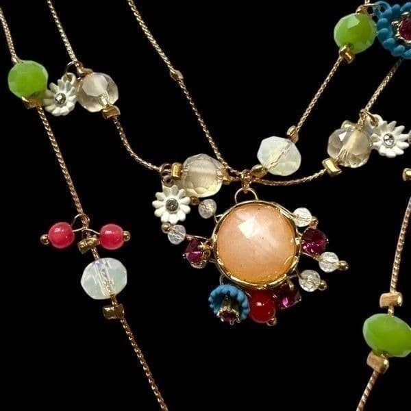 BETSY JOHNSON Jewelry Gold Pjnk Blue Green Sequin Rhinestone Heart Embellished F - Thumbnail 11