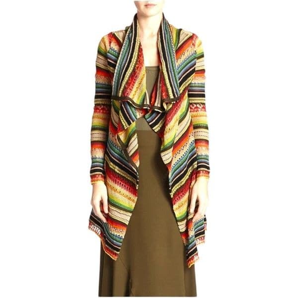 RALPH LAUREN POLO Serape Southwestern Sweater Tiered Layered Look Aztec Wrap Lin - Image 1
