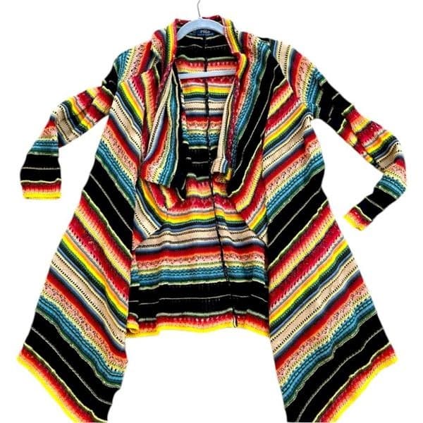 RALPH LAUREN POLO Serape Southwestern Sweater Tiered Layered Look Aztec Wrap Lin - Thumbnail 3