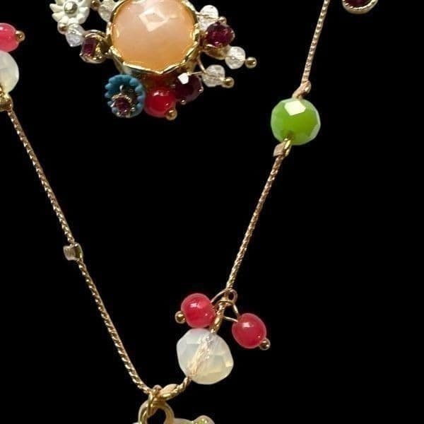 BETSY JOHNSON Jewelry Gold Pjnk Blue Green Sequin Rhinestone Heart Embellished F - Thumbnail 8