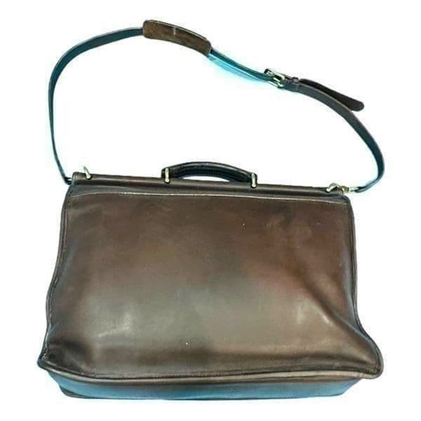 COACH Vintage Coach Circa 1995 USA 5266 Beekman Briefcase Brown Leather Shoulder - Thumbnail 4
