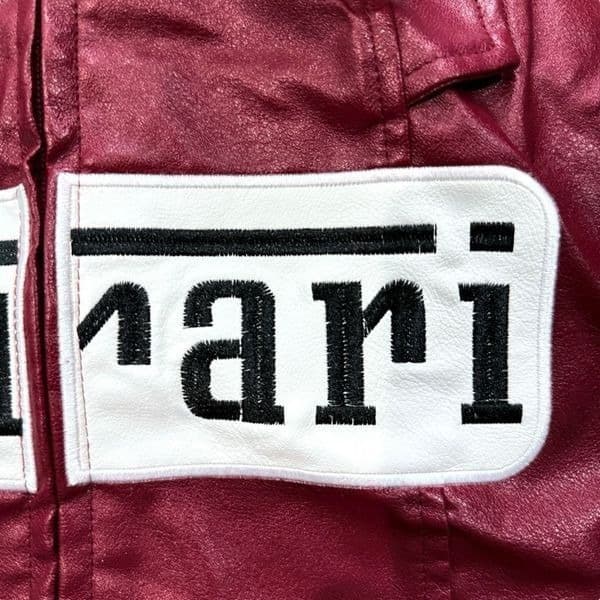 FERRARI Vintage Ferrari Maroon Red Faux Leather Mini Skirt Belted Logo Patch Y2K - Thumbnail 3