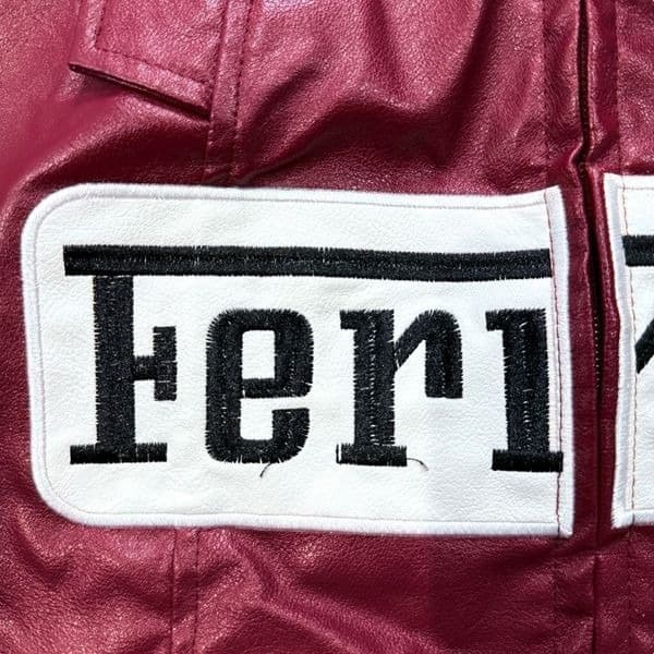 FERRARI Vintage Ferrari Maroon Red Faux Leather Mini Skirt Belted Logo Patch Y2K - Thumbnail 2