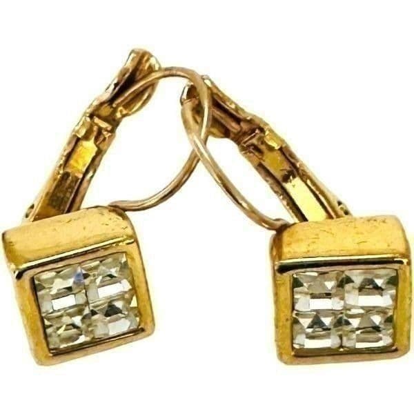 NOLAN MILLER Signed Vintage Rhinestone Coral Orange Floral Brooch and Crystal Ea - Thumbnail 3