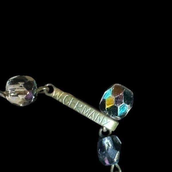 VINTAGE WEST GERMANY Signed Costume Necklace Aurora Borealis AB Crystal Faceted - Thumbnail 2