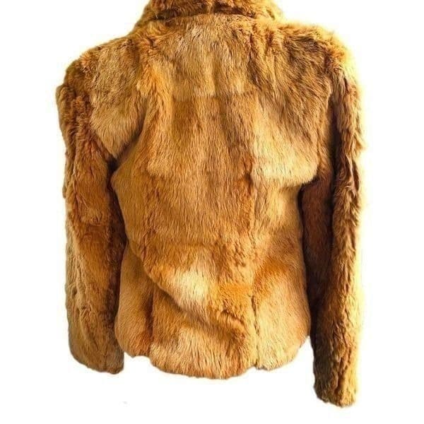 FUR COAT Y2K Vintage SPLIT END LTD. British Tan Genuine Rabbit Fur Winter Coat J - Thumbnail 7