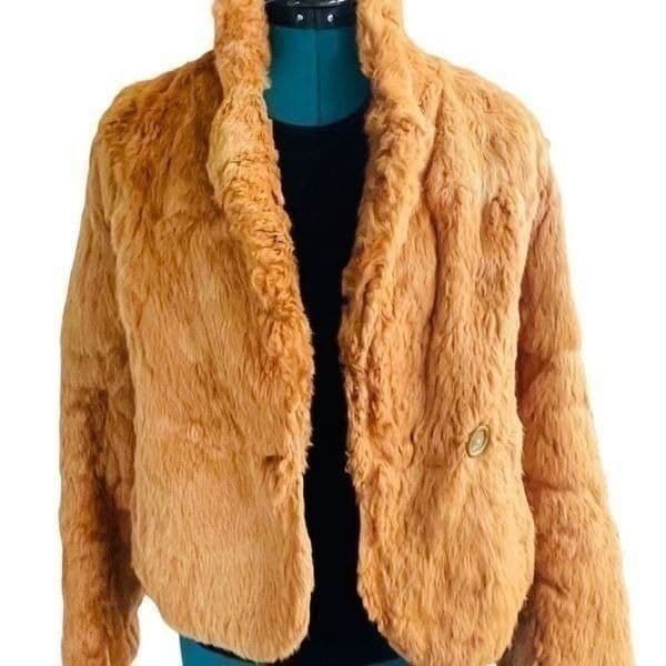 FUR COAT Y2K Vintage SPLIT END LTD. British Tan Genuine Rabbit Fur Winter Coat J - Thumbnail 6