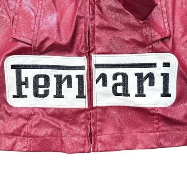 FERRARI Vintage Ferrari Maroon Red Faux Leather Mini Skirt Belted Logo Patch Y2K - Thumbnail 6