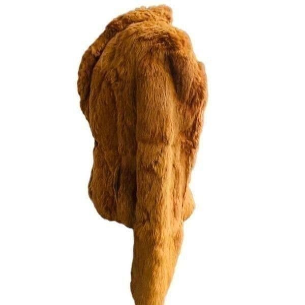 FUR COAT Y2K Vintage SPLIT END LTD. British Tan Genuine Rabbit Fur Winter Coat J - Thumbnail 2
