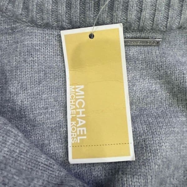 Michael Kors Chain-Neck Sleeveless Sweater Tunic Pearl Heather Gray NWT Size M S - Thumbnail 4