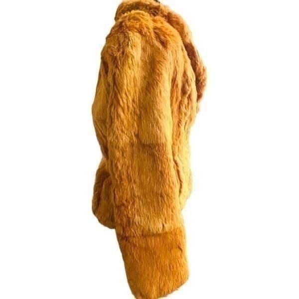 FUR COAT Y2K Vintage SPLIT END LTD. British Tan Genuine Rabbit Fur Winter Coat J - Thumbnail 4