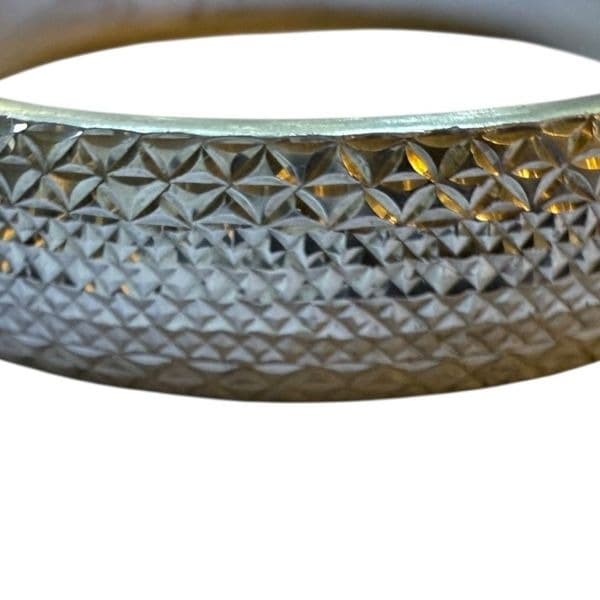 STERLING SILVER Solid Diamond Cut Etched Sterling Silver Bangle Bracelet Sterlin - Thumbnail 6
