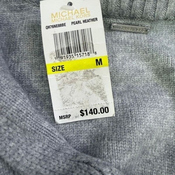 Michael Kors Chain-Neck Sleeveless Sweater Tunic Pearl Heather Gray NWT Size M S - Thumbnail 5