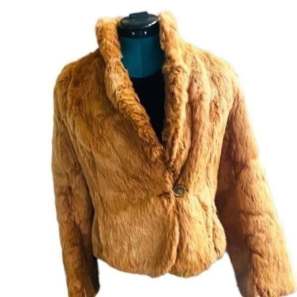 FUR COAT Y2K Vintage SPLIT END LTD. British Tan Genuine Rabbit Fur Winter Coat J - Thumbnail 5
