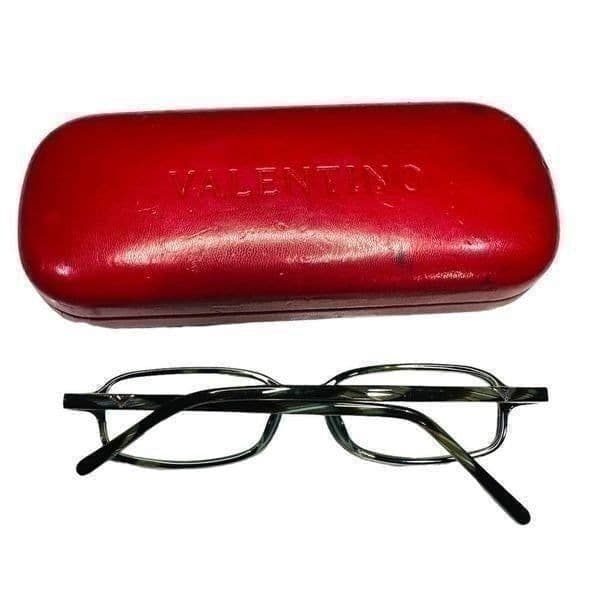 Valentino Unisex Eyeglasses Rectangle Frame Full Black Rim Eyewear With Case - Thumbnail 3