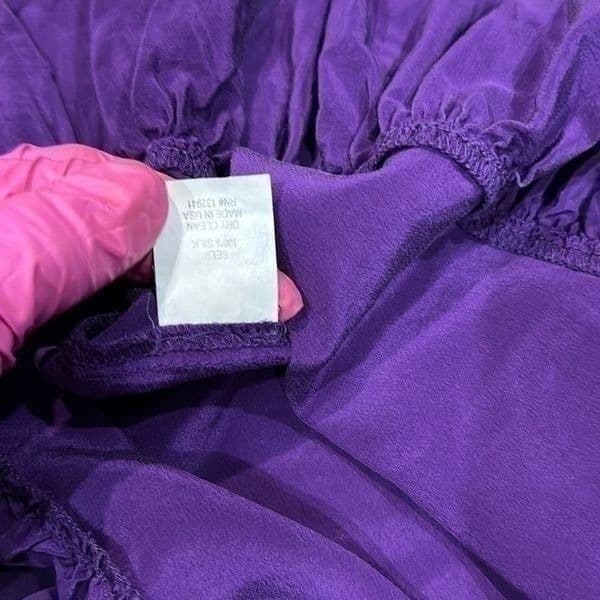 AMANDA UPRICHARD 100% Silk Rich Purple Ruffle Front Cocktail Evening Holiday Chr - Thumbnail 4