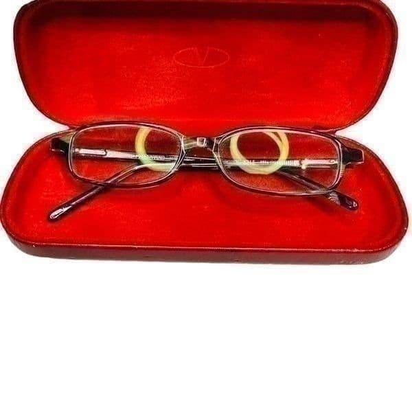 Valentino Unisex Eyeglasses Rectangle Frame Full Black Rim Eyewear With Case - Thumbnail 2