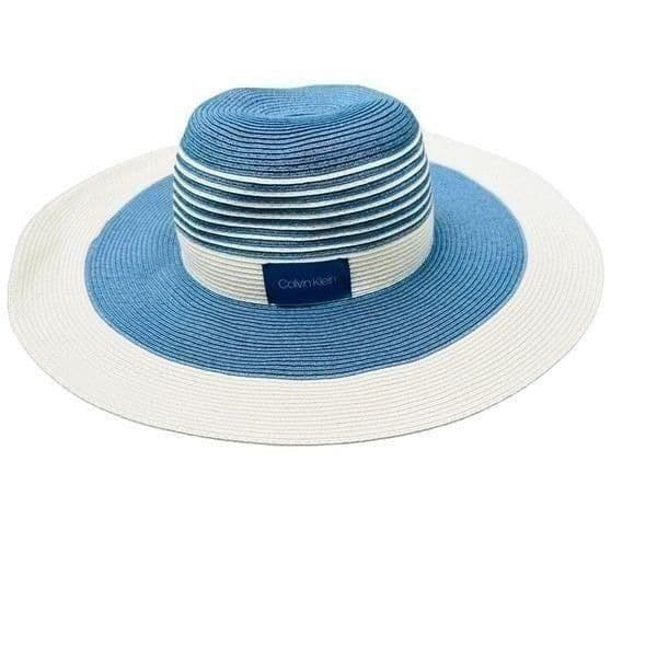 CALVIN KLEIN Striped Paper Wide Brimmed Sun Hat - Image 1